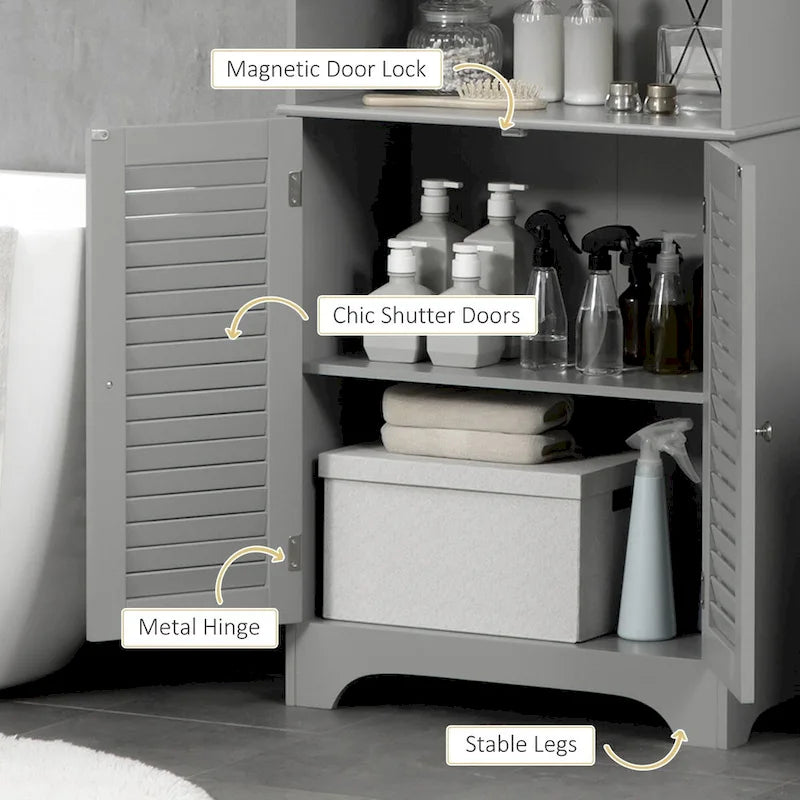 Hoher schmaler Badezimmerschrank mit Türen und Einlegeboden