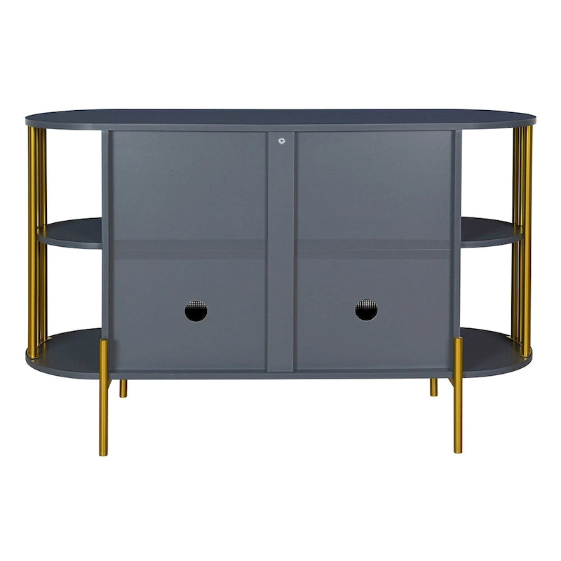 Eleganter geschwungener Esszimmerschrank mit goldfarbenem Rand