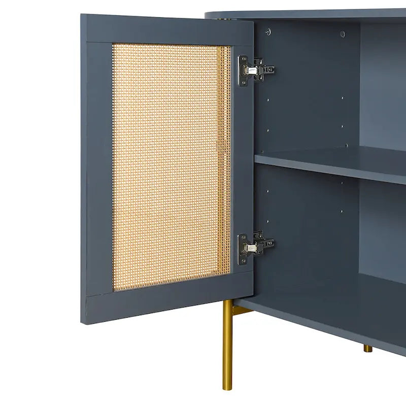 Eleganter geschwungener Esszimmerschrank mit goldfarbenem Rand