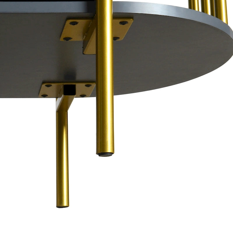 Eleganter geschwungener Esszimmerschrank mit goldfarbenem Rand
