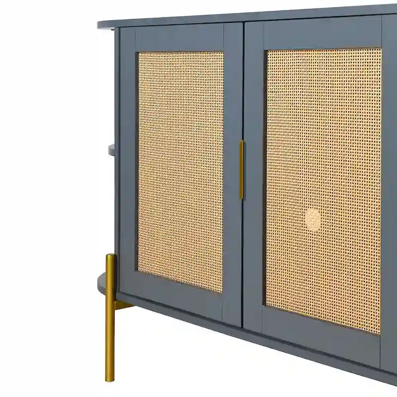 Eleganter geschwungener Esszimmerschrank mit goldfarbenem Rand
