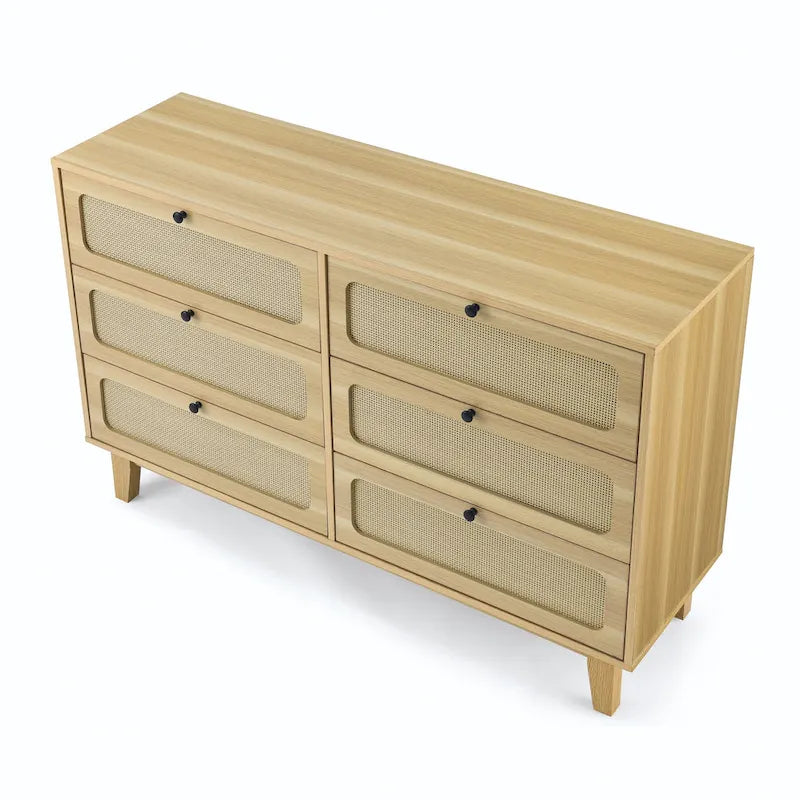 Rattan-Aufbewahrungsschrank mit 6 Schubladen