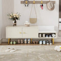 Modern Shoe Storage Bench with Hidden Storage and Upholstered Cushions for Bedside, Living Room and Entryway